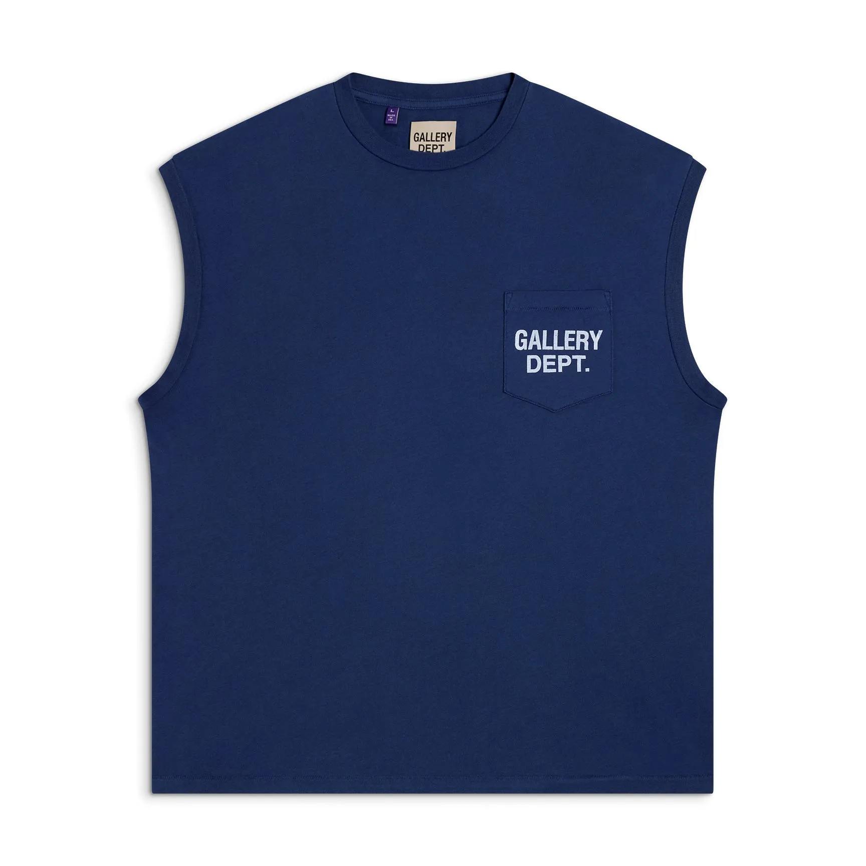 GALLERY DEPT. AUGI SLEEVELESS TEE/VINTAGE BLACK/NAVY/WHT English pocket sleeveless vest TEE Washed black/navy blue/white S-XL Same as the original version Super comfortable summer brushed lightweight material No sense of comfort on the upper body Loose and crisp fit Comfortable and breathable